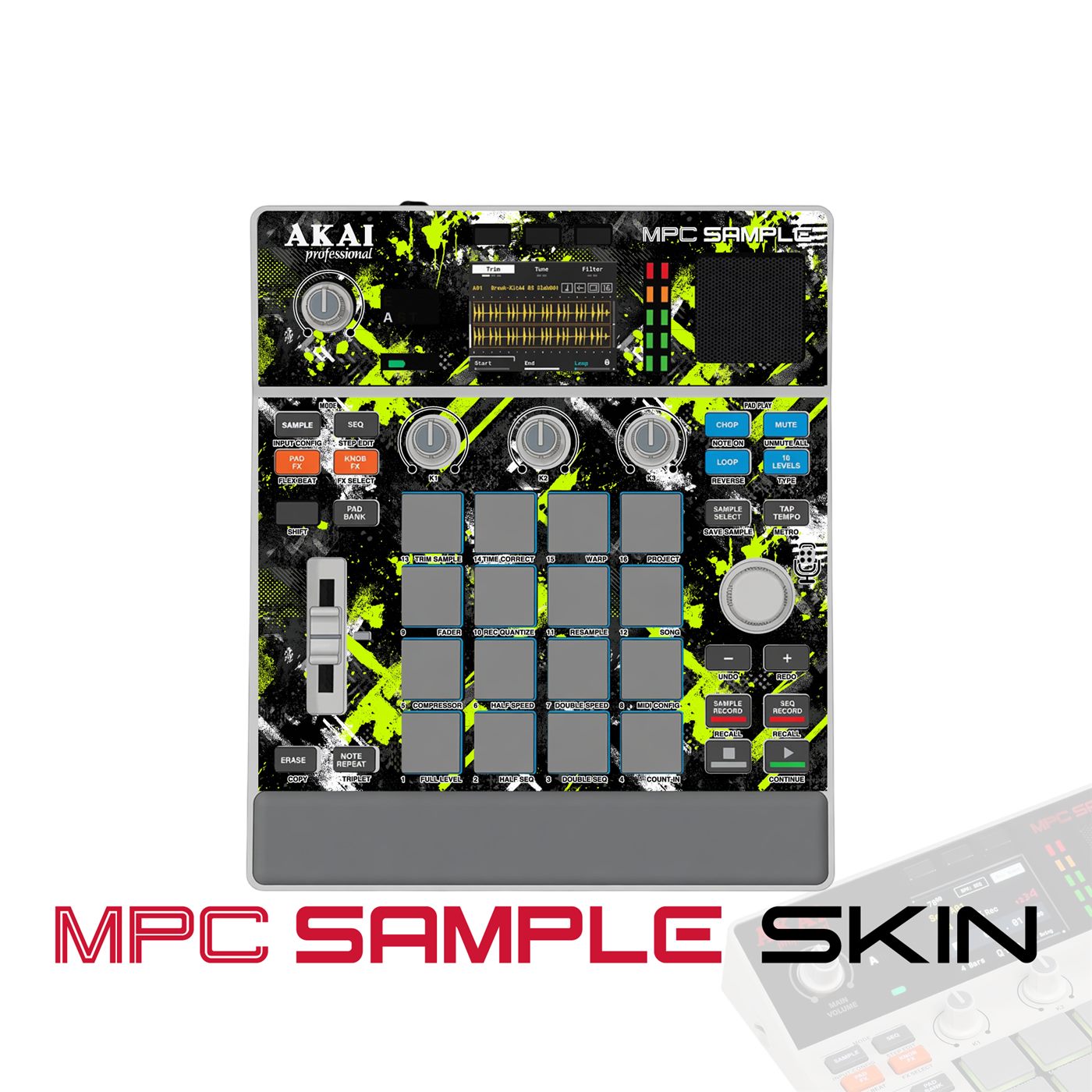 Neon Splatter vinyl skin for Akai MPC Sample