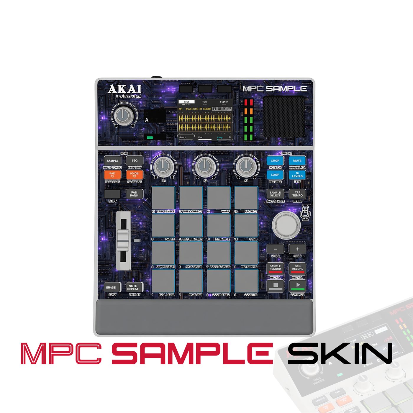 Neon Surge vinyl skin for Akai MPC Sample