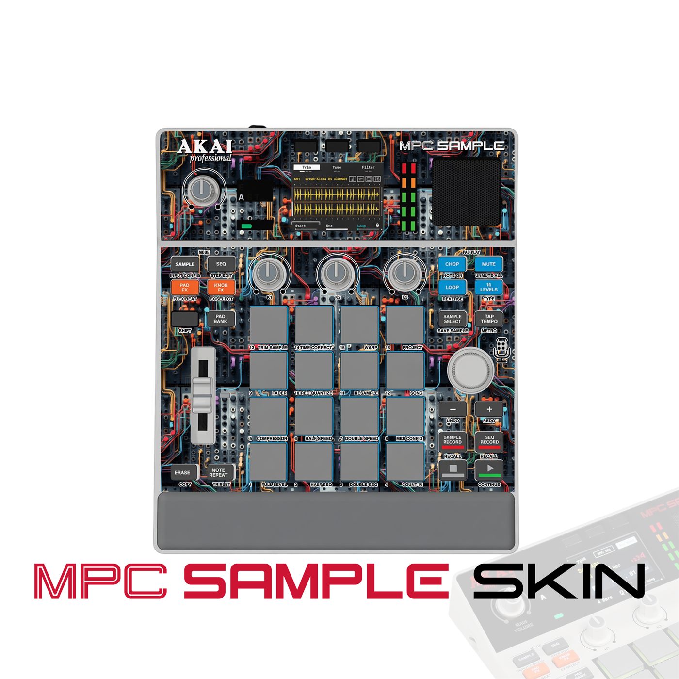 neon wiring dusk vinyl skin for Akai MPC Sample