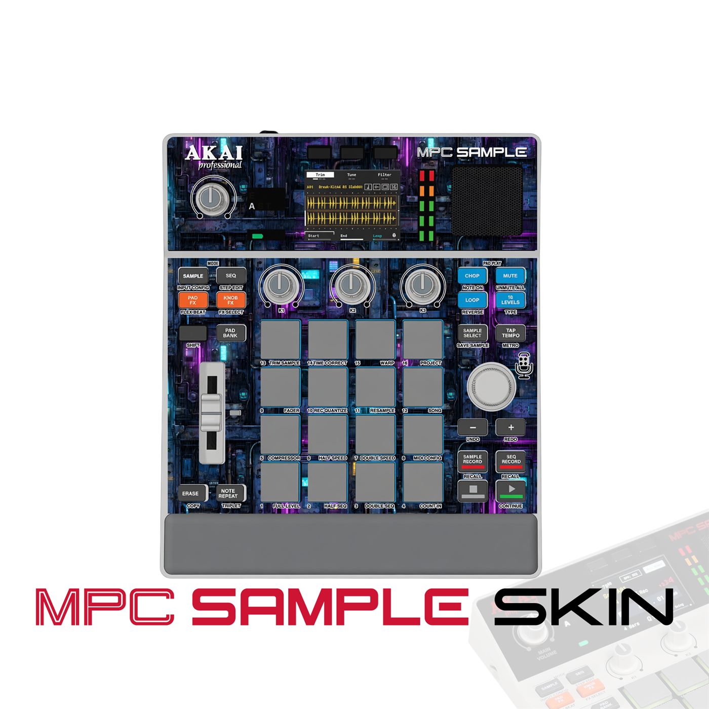 Night City Circuit vinyl skin for Akai MPC Sample