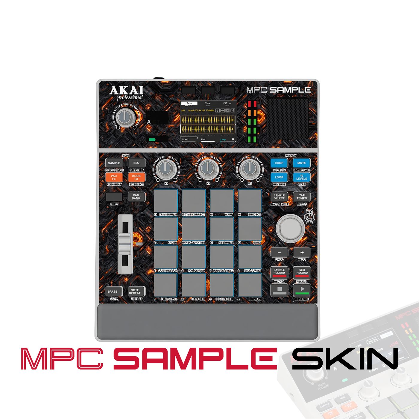 Orange Circuit vinyl skin for Akai MPC Sample
