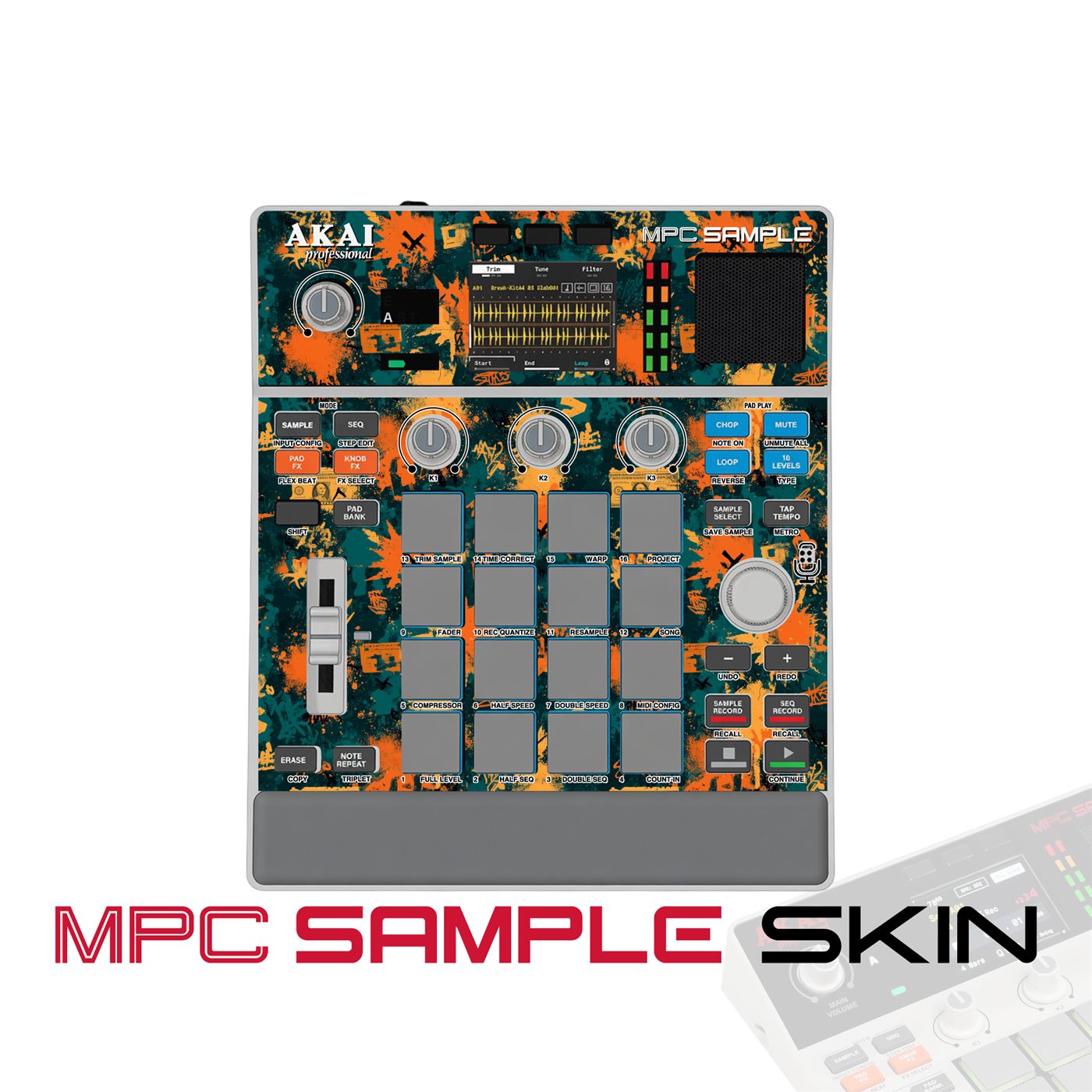 Orange Grunge Static vinyl skin for Akai MPC Sample