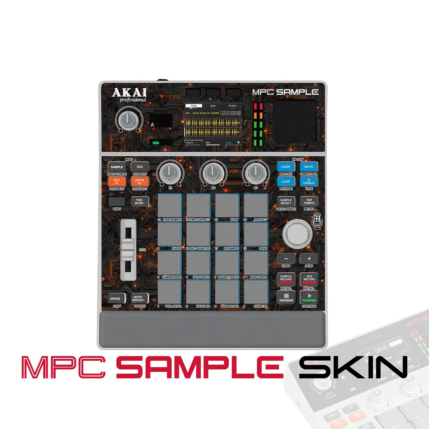 Orange Pulse vinyl skin for Akai MPC Sample
