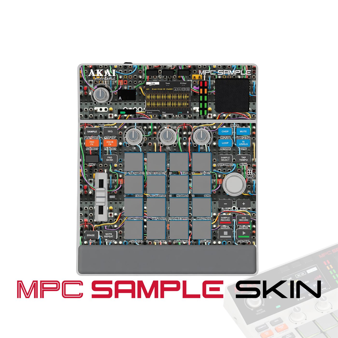patchwork voltage vinyl skin for Akai MPC Sample