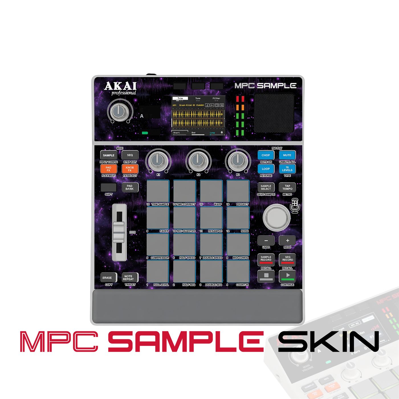 Purple Galaxy Beat vinyl skin for Akai MPC Sample