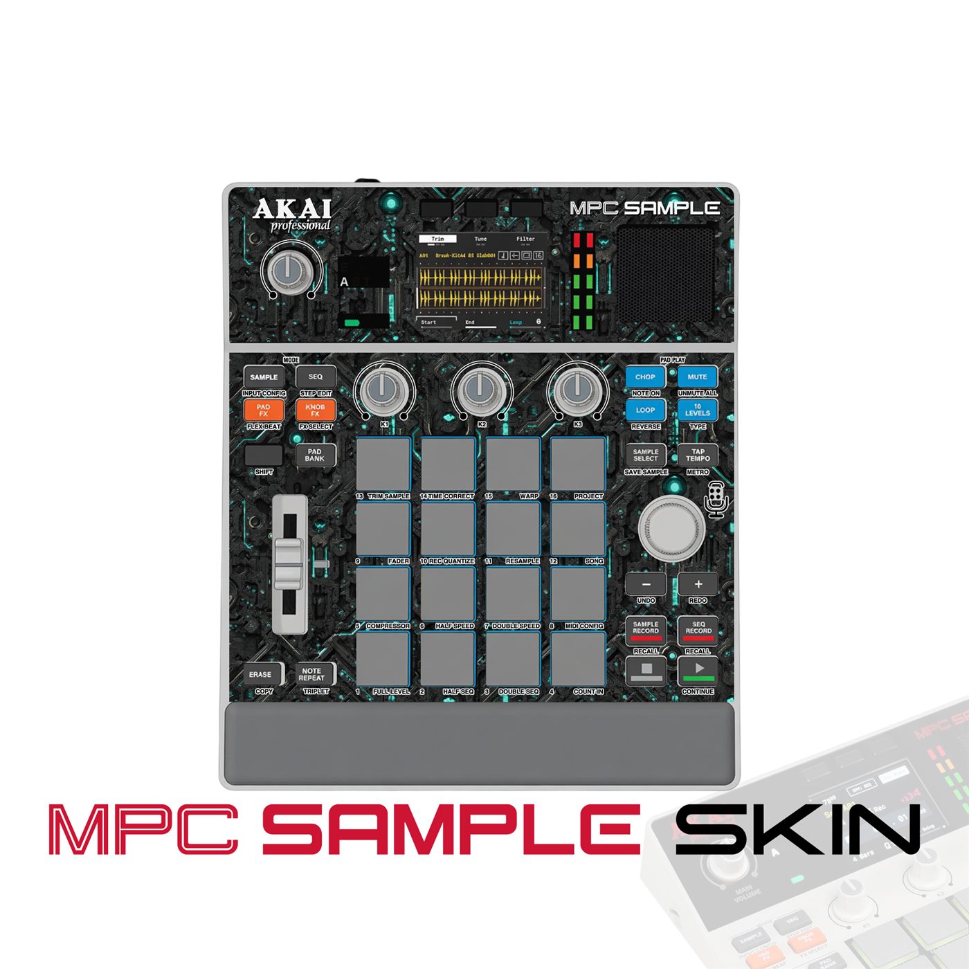 Purple Grid vinyl skin for Akai MPC Sample