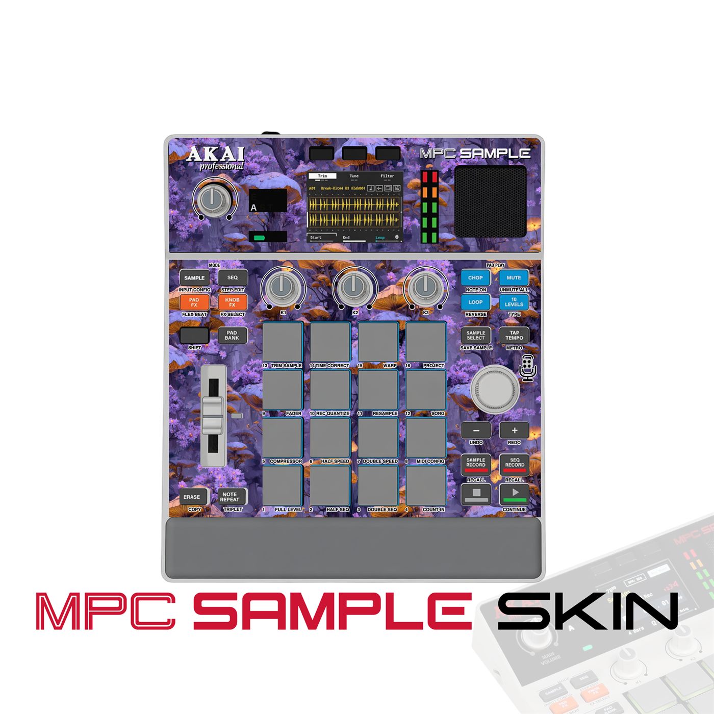 Purple Mushroom Forest vinyl skin for Akai MPC Sample