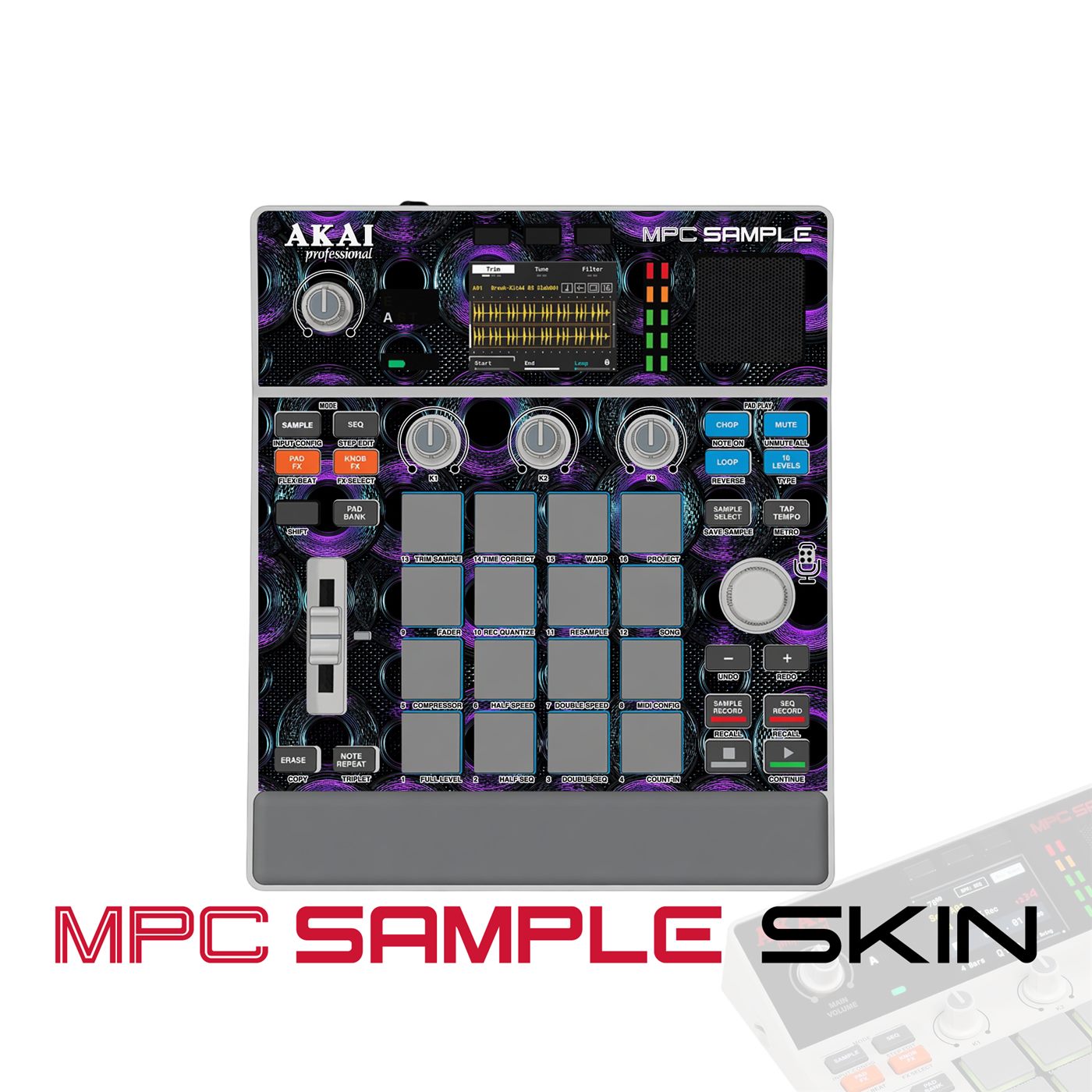 Purple Vortex vinyl skin for Akai MPC Sample