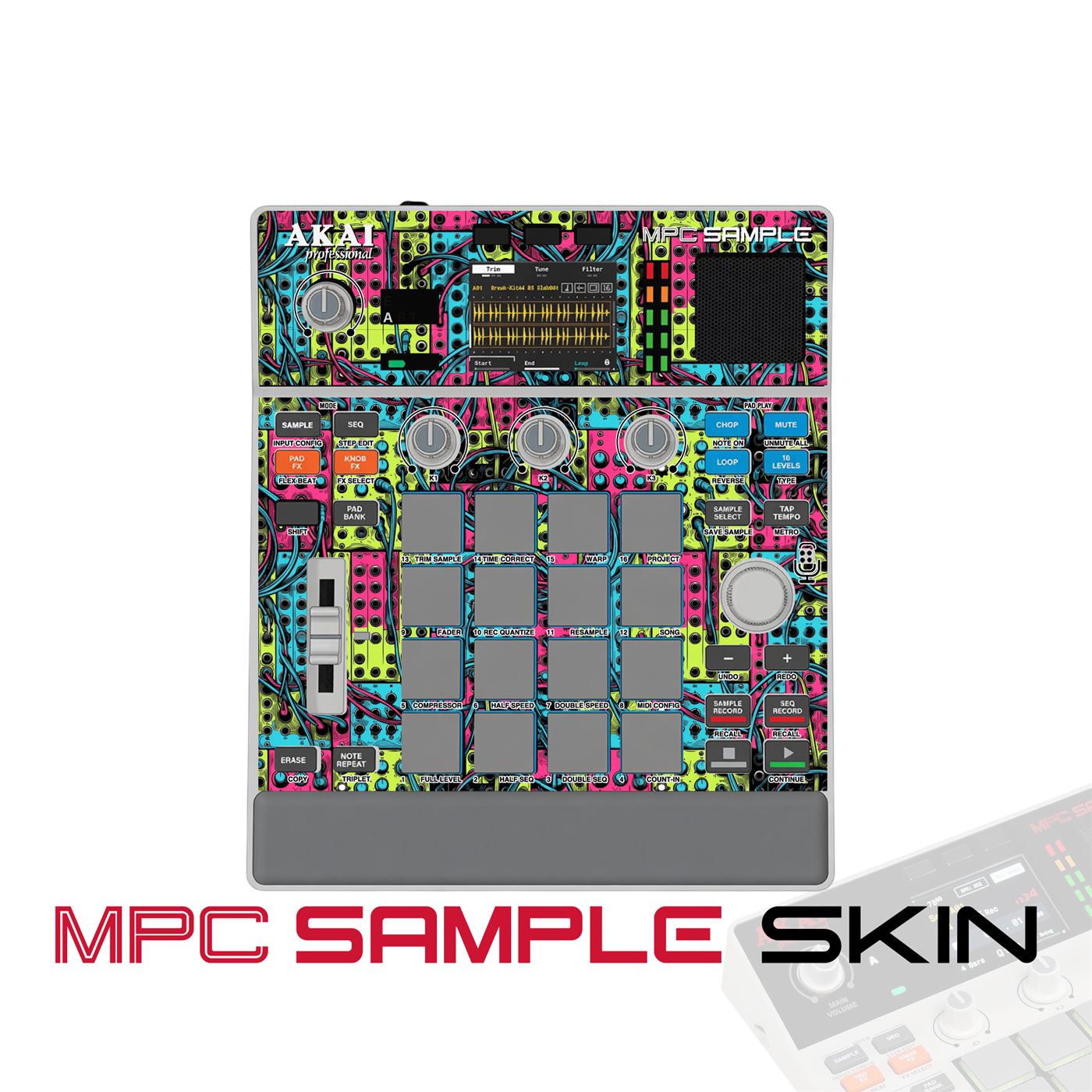 radioactive carnival vinyl skin for Akai MPC Sample
