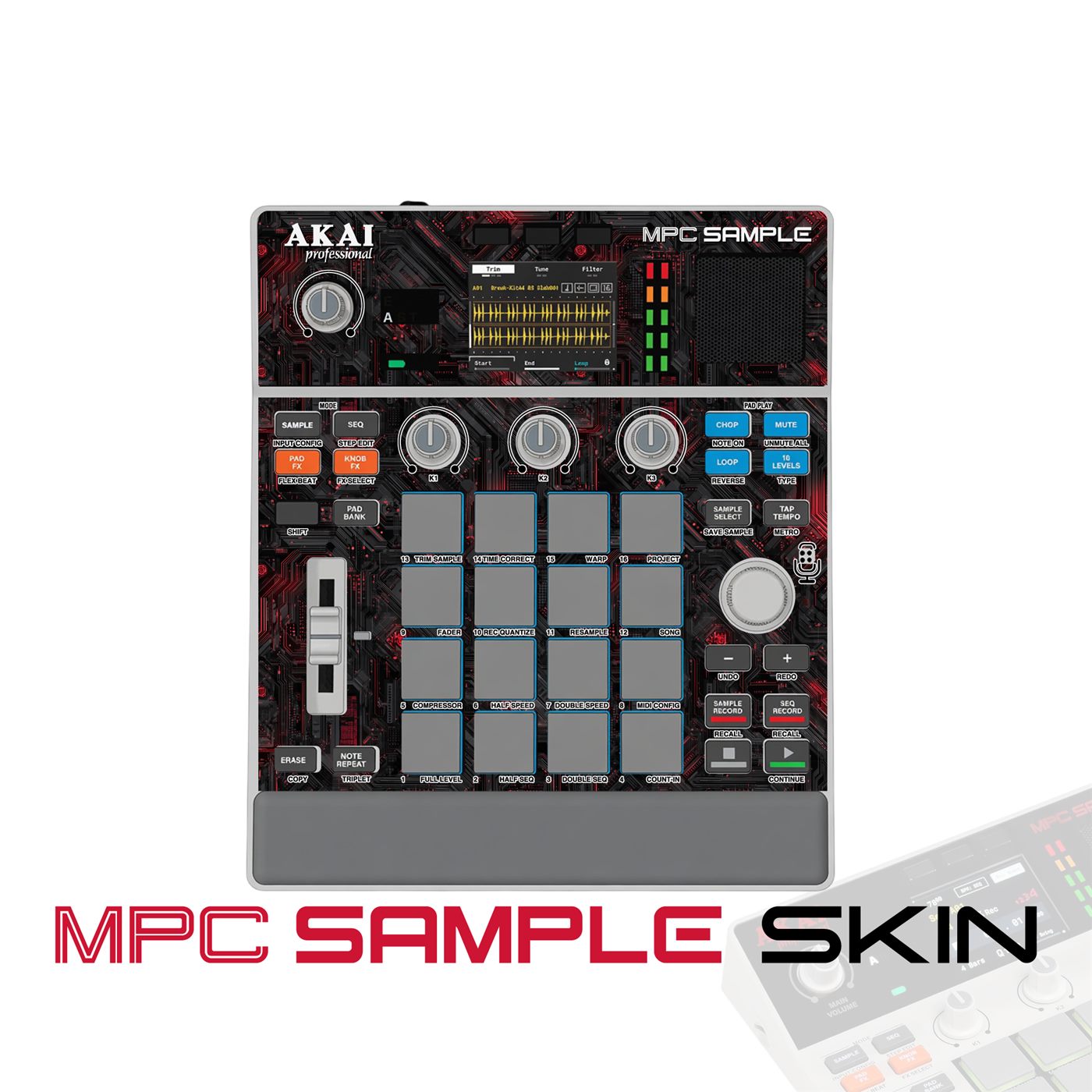 Red Circuit vinyl skin for Akai MPC Sample