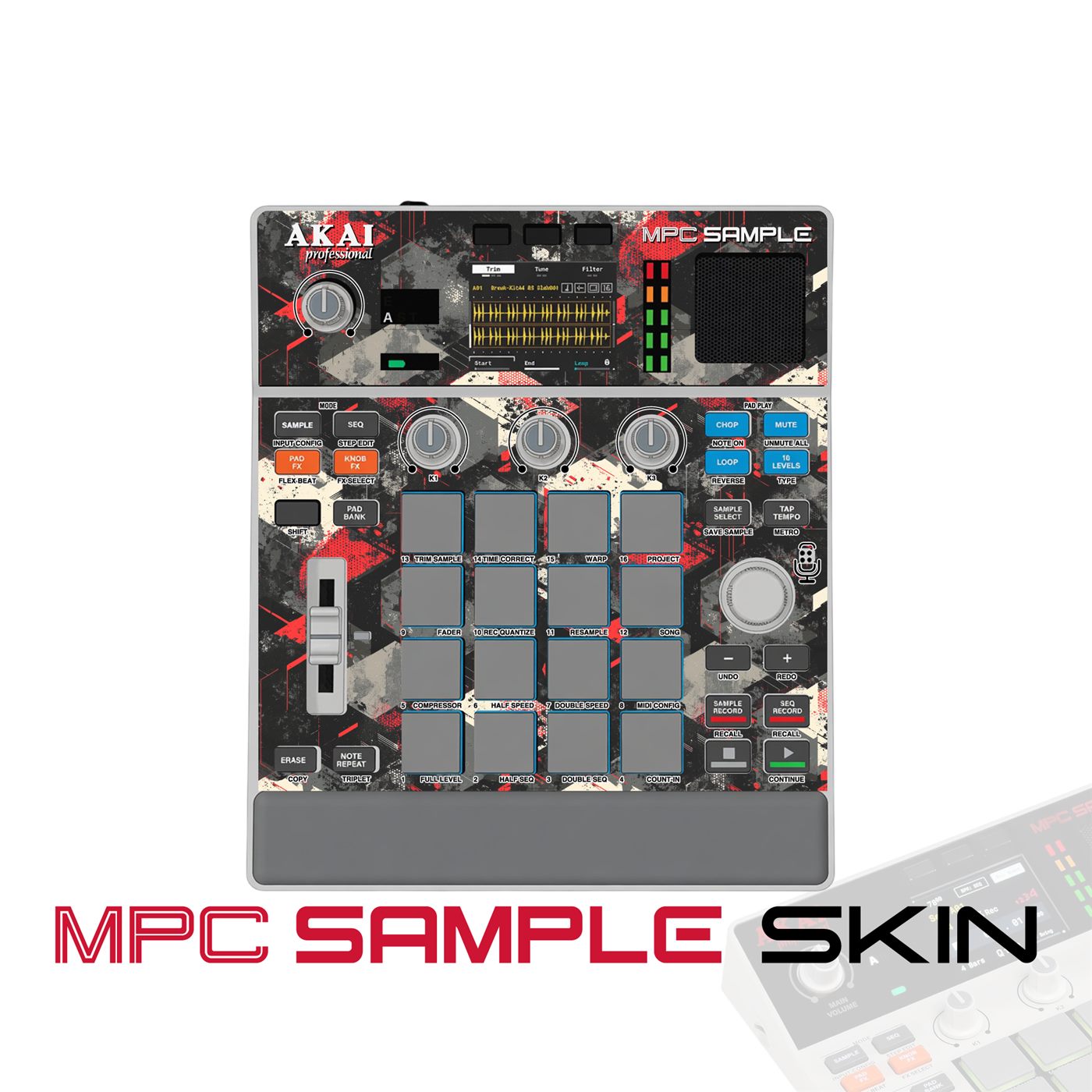 Red Concrete Shards vinyl skin for Akai MPC Sample