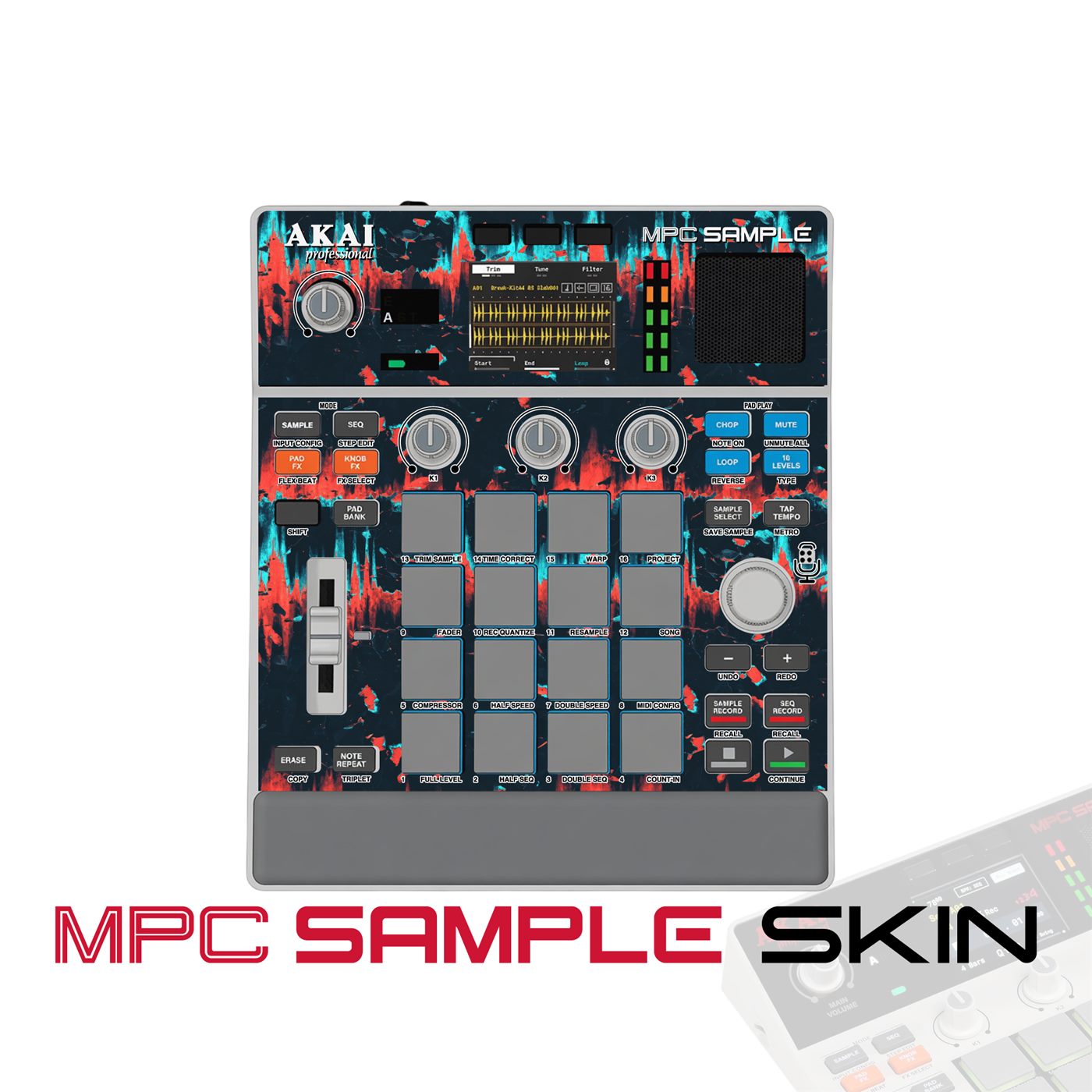 Red Cyan Soundwave vinyl skin for Akai MPC Sample