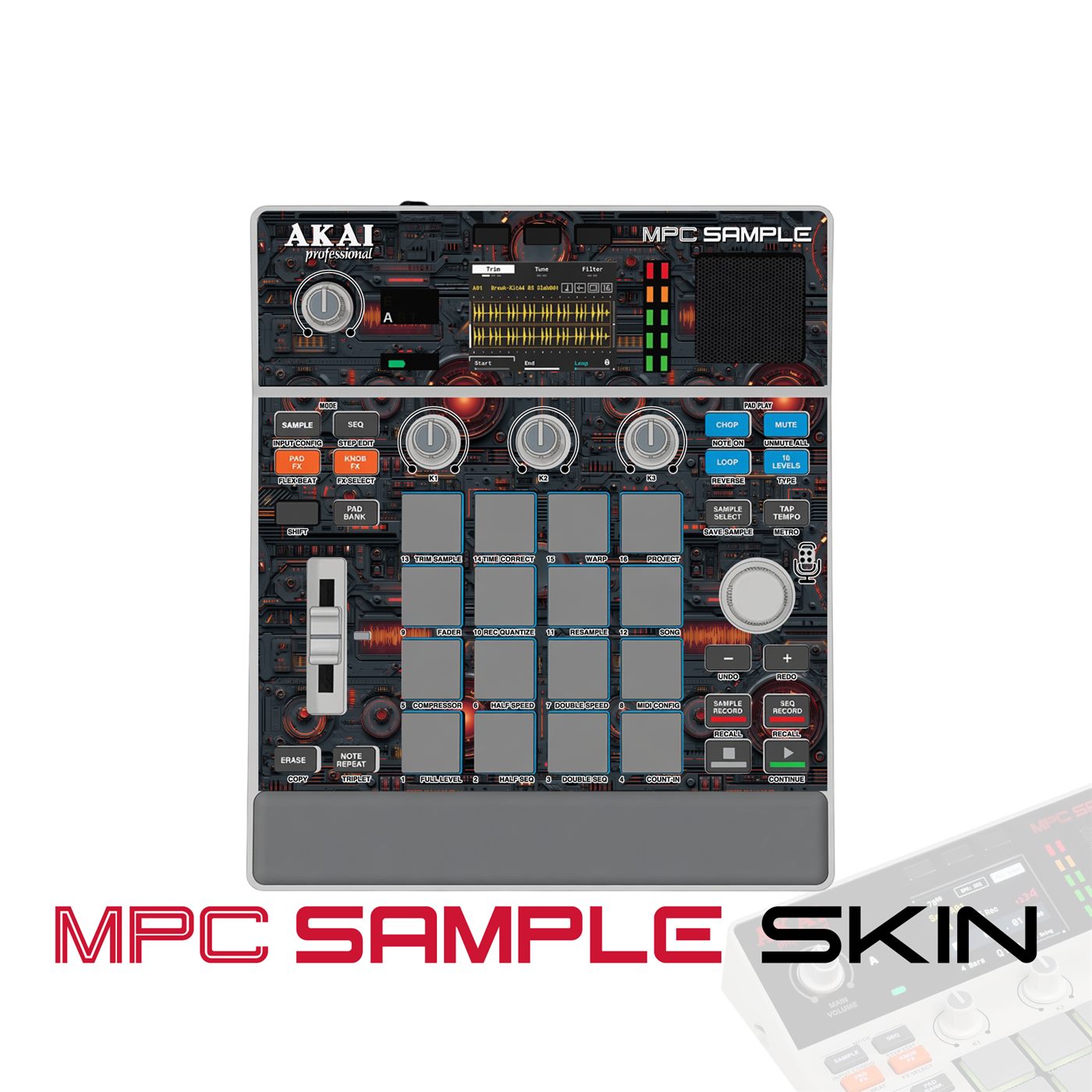 Red Fracture vinyl skin for Akai MPC Sample