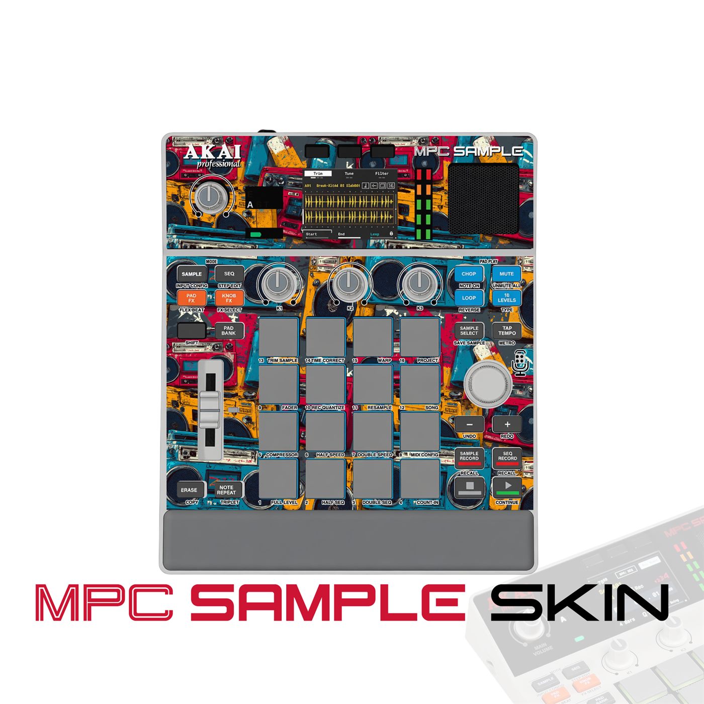 Retro Boombox Jam vinyl skin for Akai MPC Sample