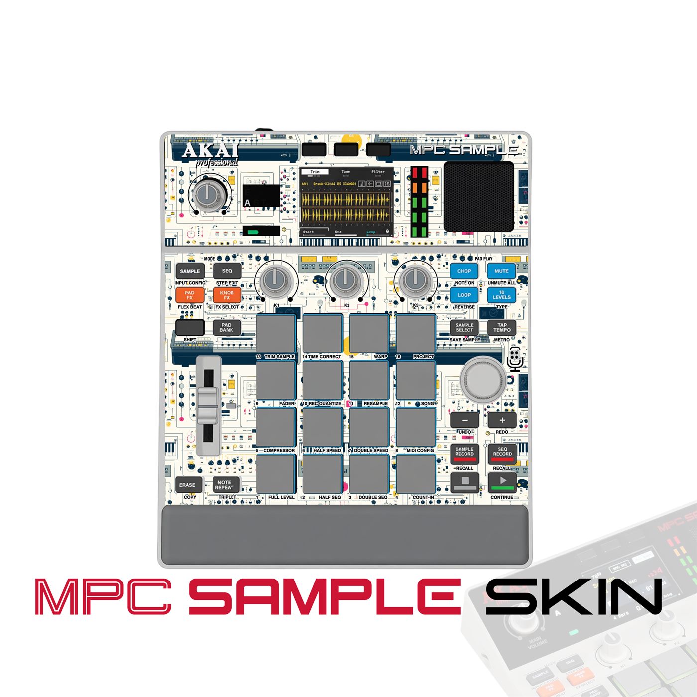 retro schematic breeze vinyl skin for Akai MPC Sample