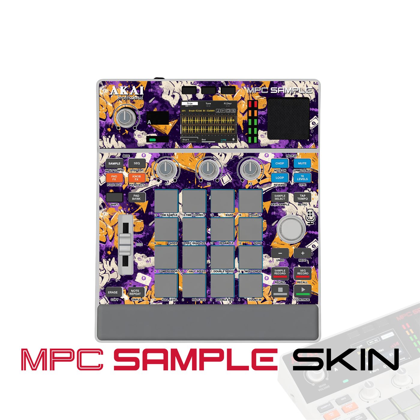 Royal Gold Graffiti vinyl skin for Akai MPC Sample