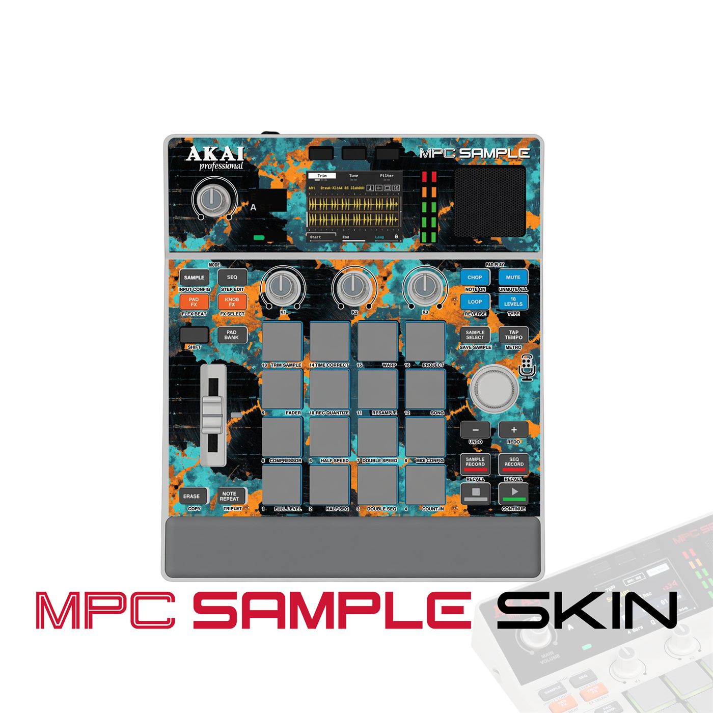 Rusted Aqua Texture vinyl skin for Akai MPC Sample