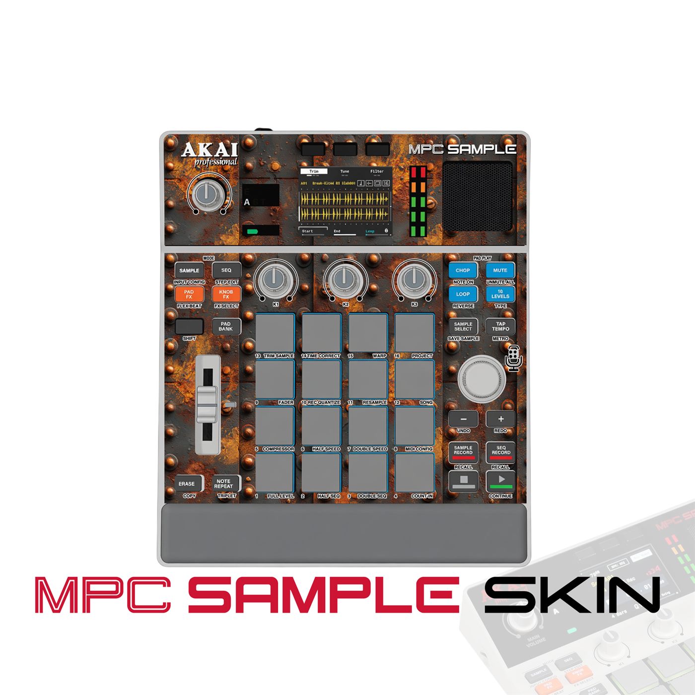 Rusted Iron Beat vinyl skin for Akai MPC Sample