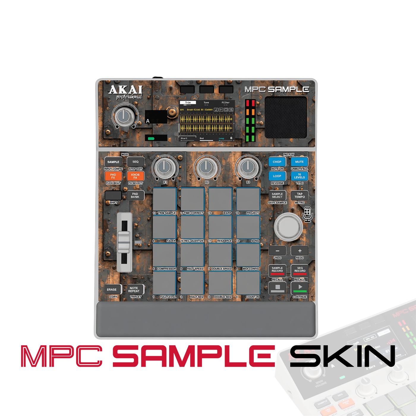 Rusted Steel Plate vinyl skin for Akai MPC Sample