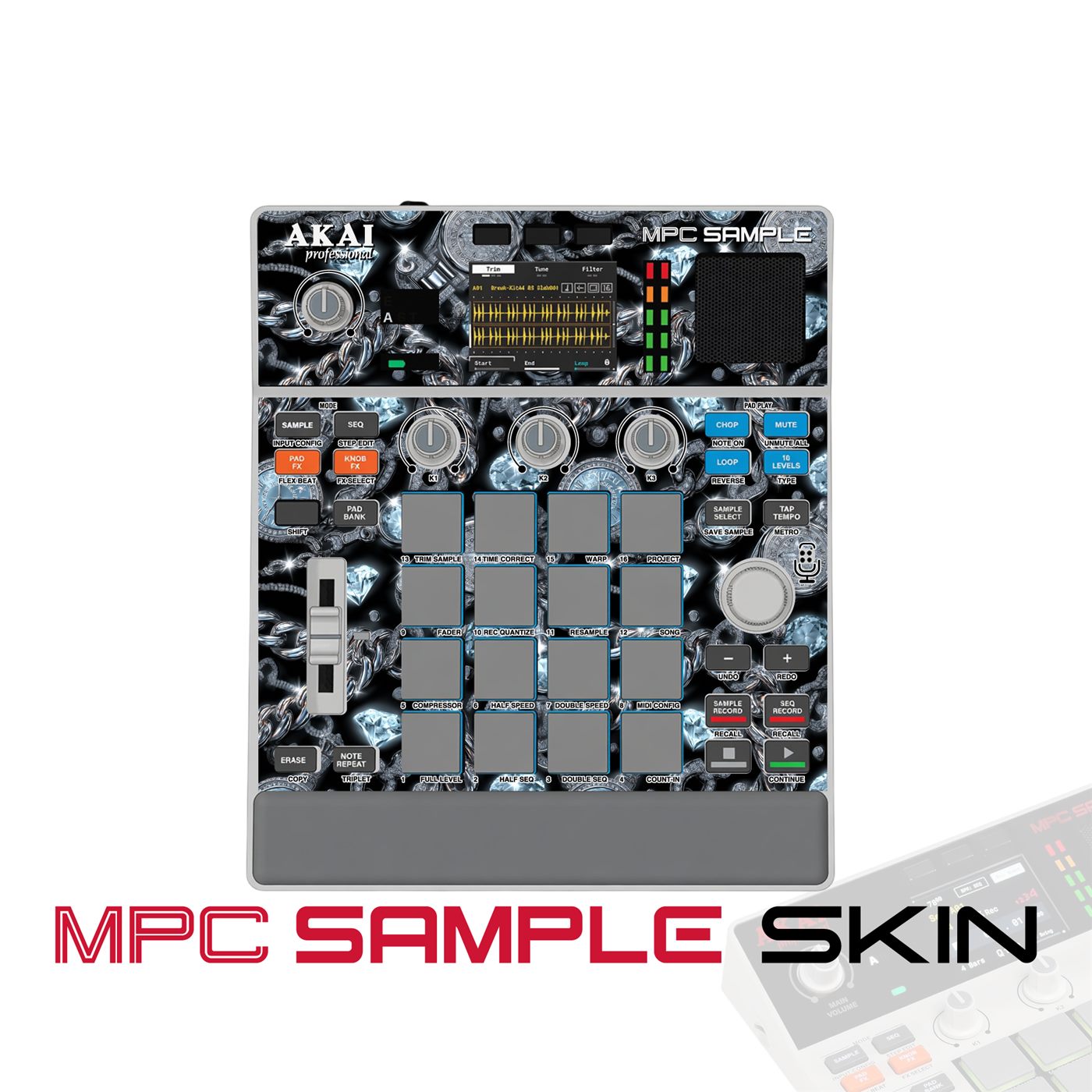 Silver Diamond Drip vinyl skin for Akai MPC Sample