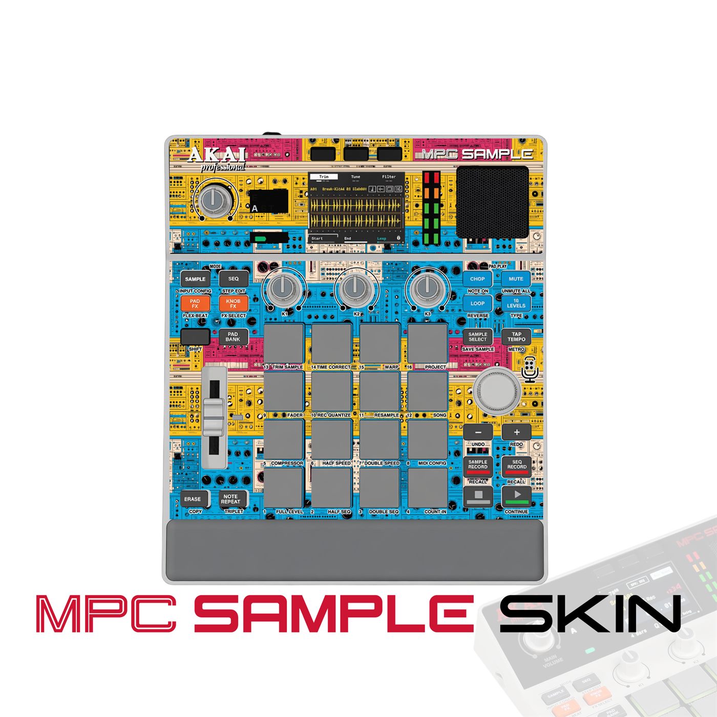 sunset circuitry jazz vinyl skin for Akai MPC Sample