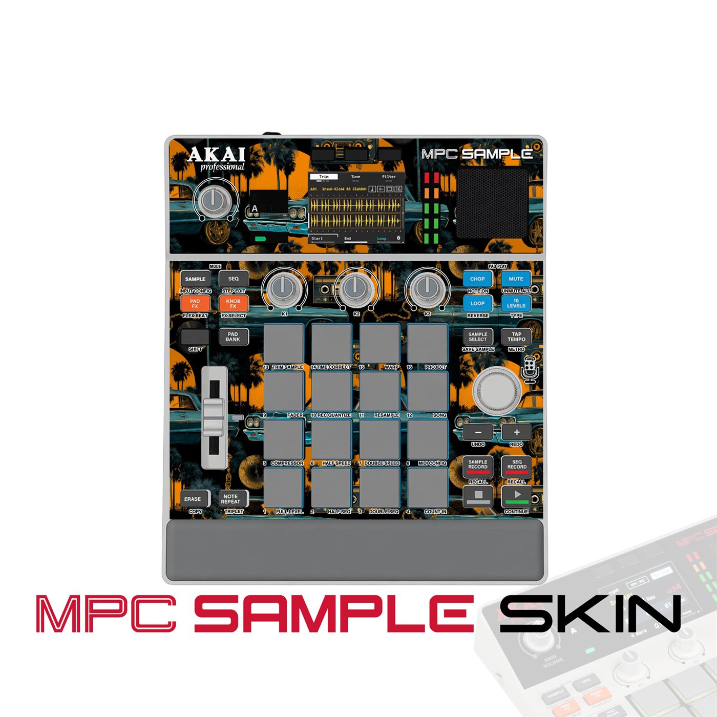 Sunset Lowrider Cruise vinyl skin for Akai MPC Sample