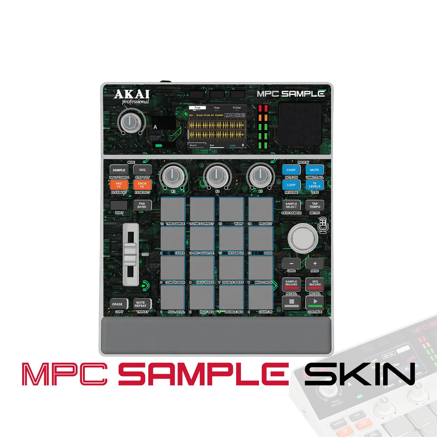 Teal Circuit vinyl skin for Akai MPC Sample