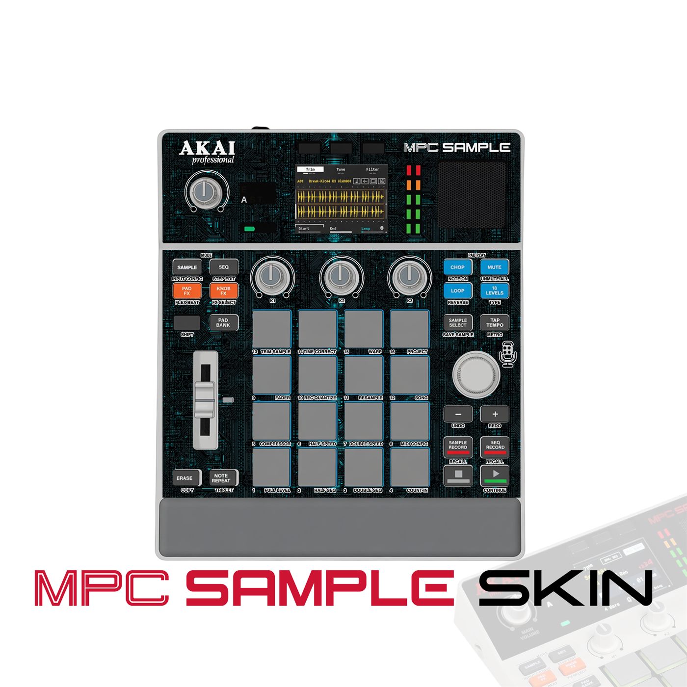 Teal Phantom vinyl skin for Akai MPC Sample
