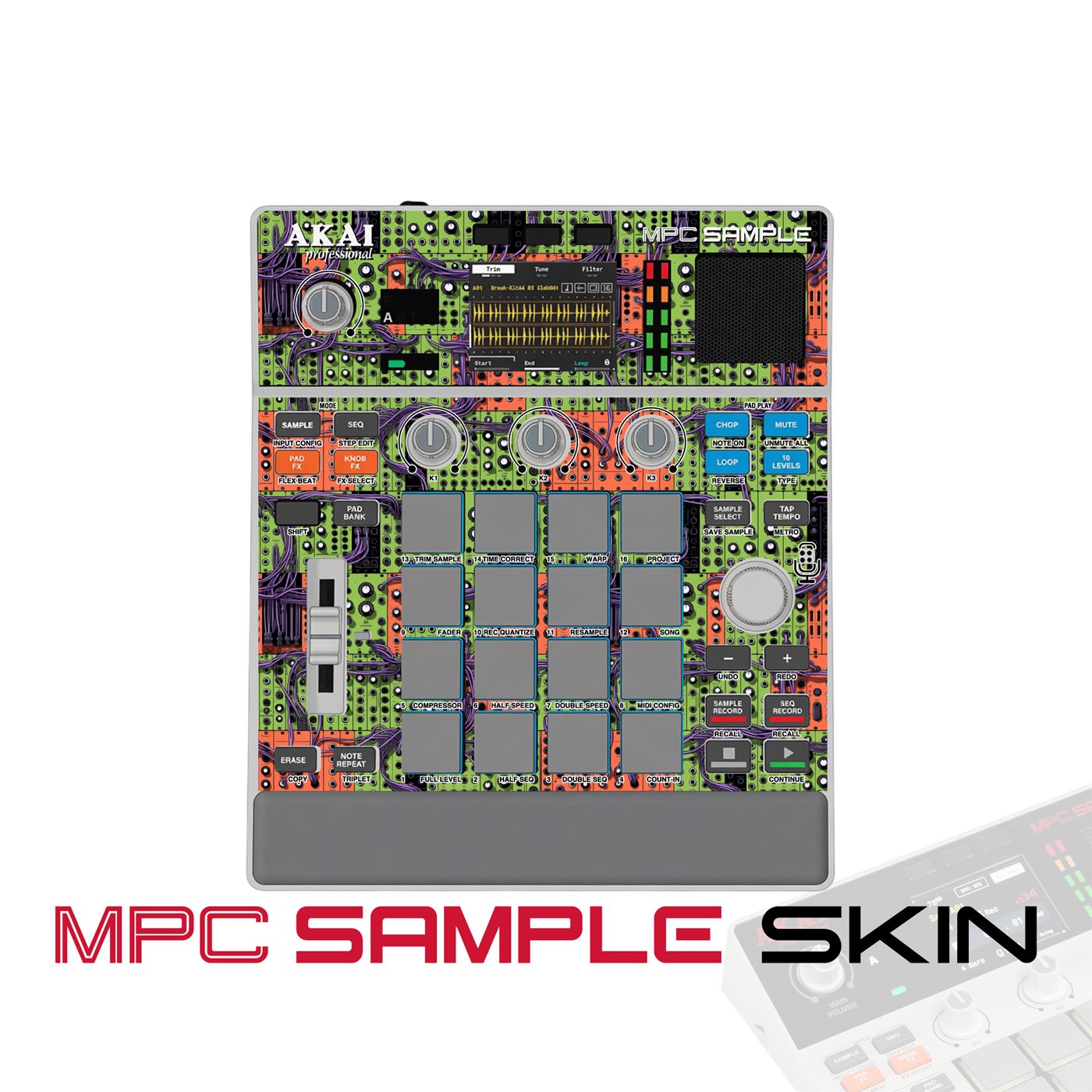 toxic circuit tango vinyl skin for Akai MPC Sample