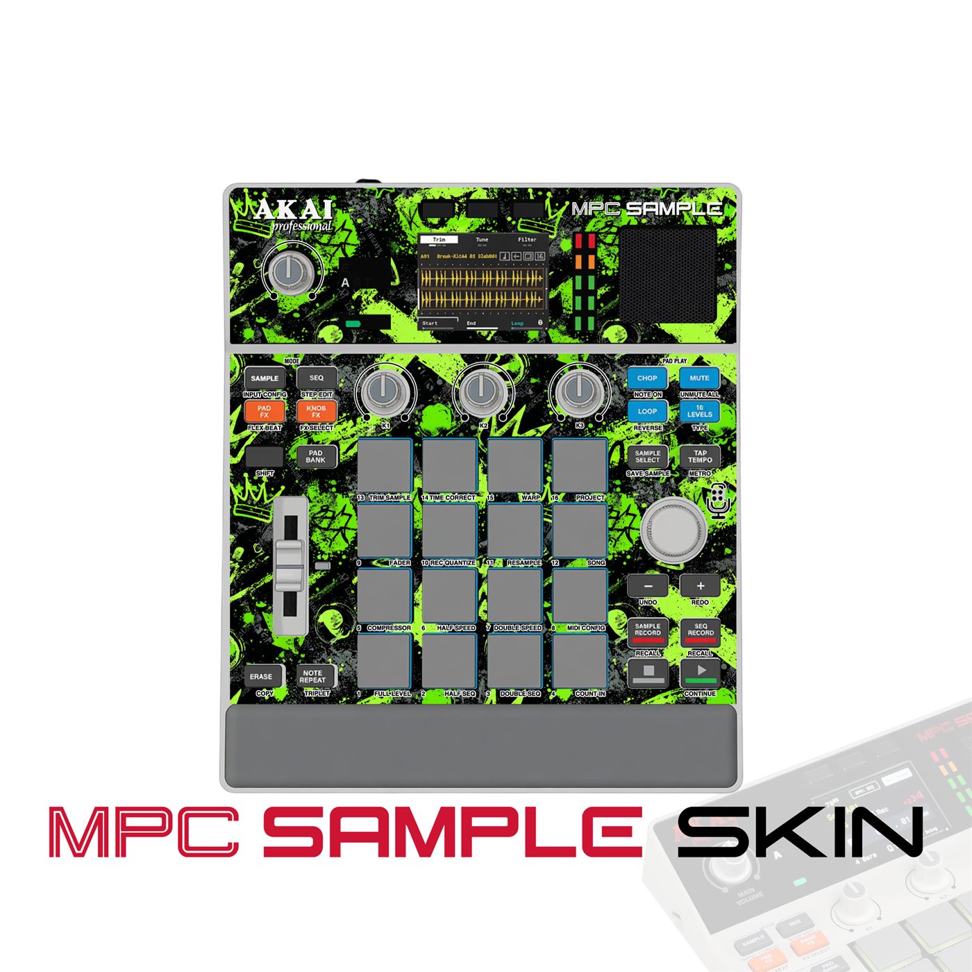 Toxic Green Splatter vinyl skin for Akai MPC Sample