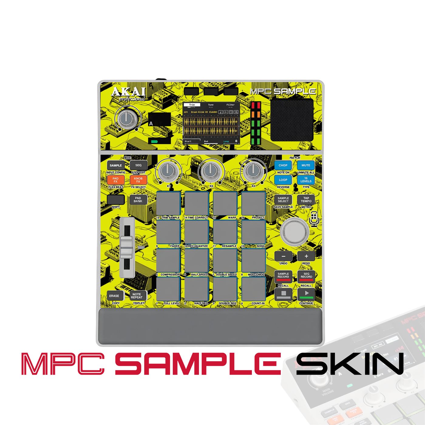 toxic yellowrush vinyl skin for Akai MPC Sample