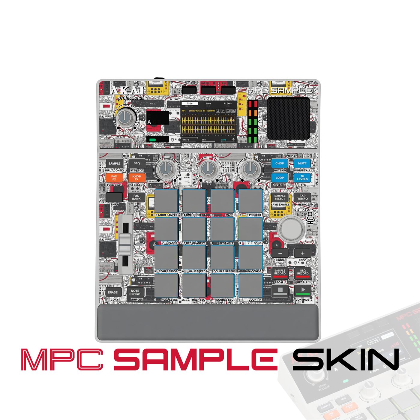 urban tangle pulse vinyl skin for Akai MPC Sample
