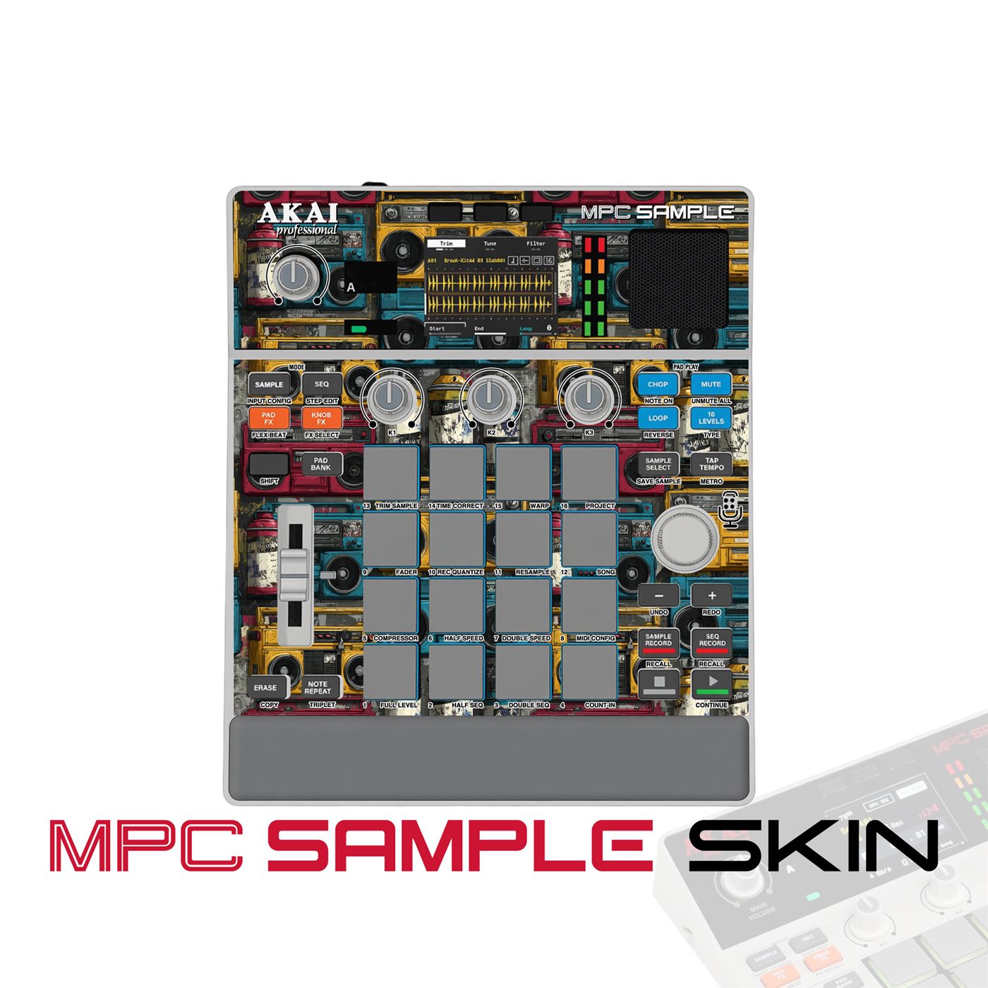 Vintage Tape Stack vinyl skin for Akai MPC Sample