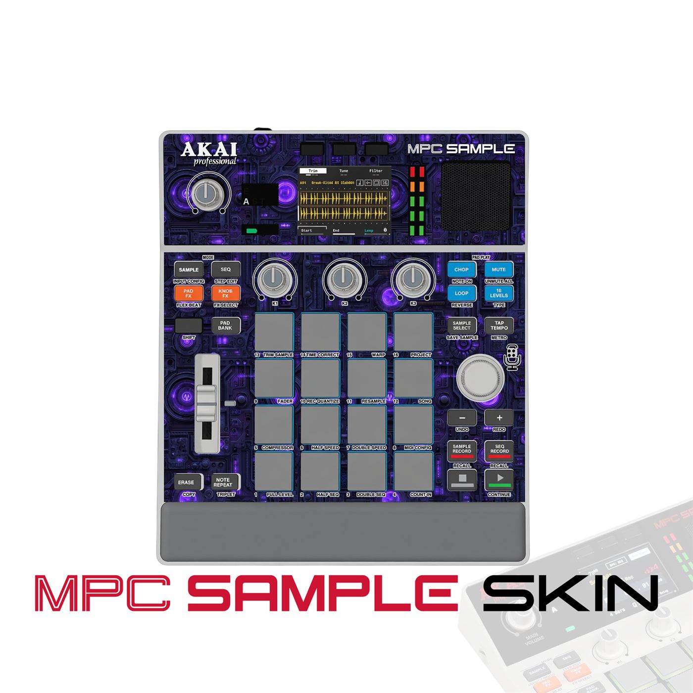 Violet Matrix vinyl skin for Akai MPC Sample