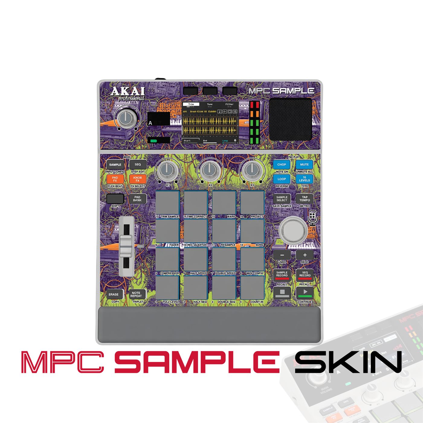 violet tangle storm vinyl skin for Akai MPC Sample