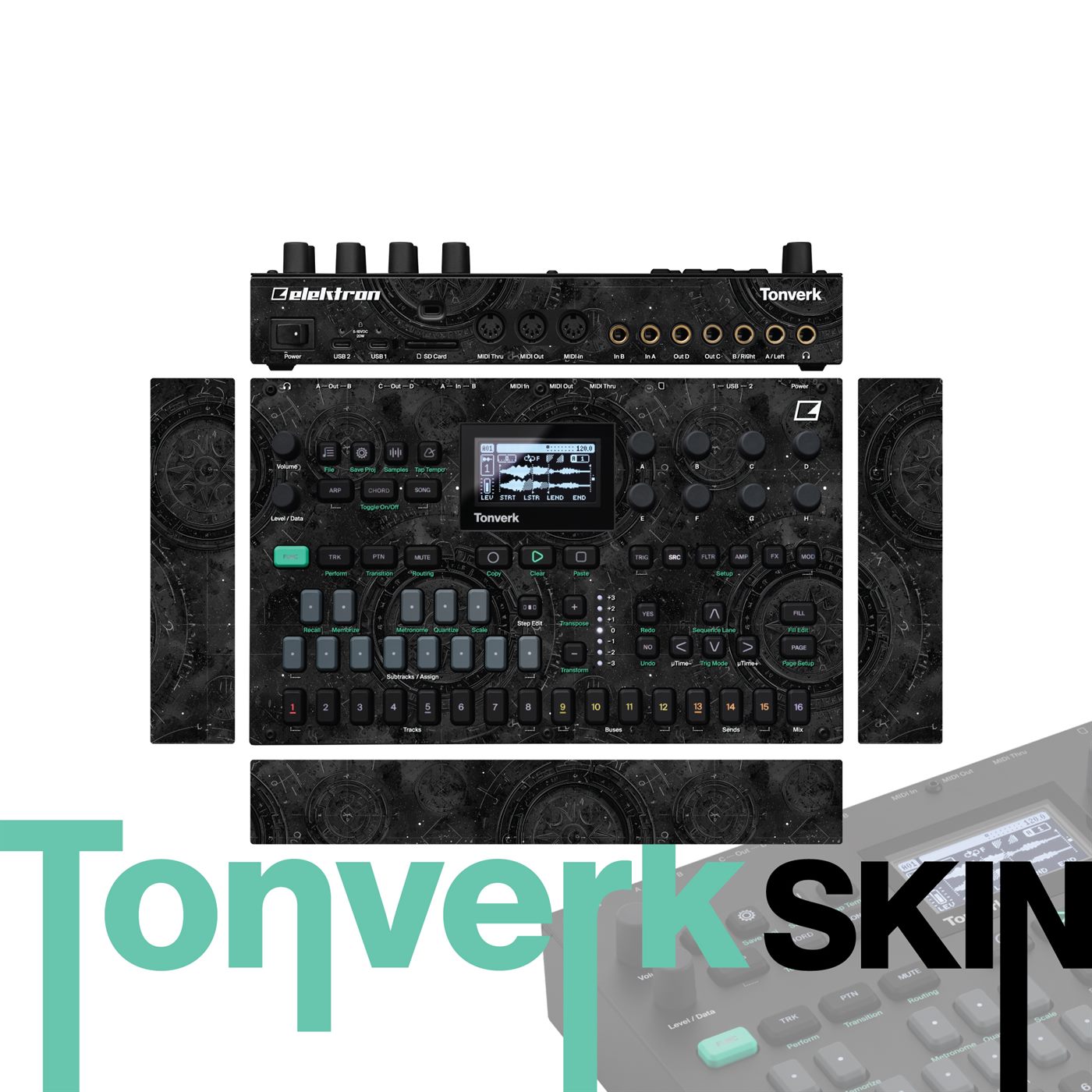 Astrolabe Noir vinyl skin for Elektron Tonverk