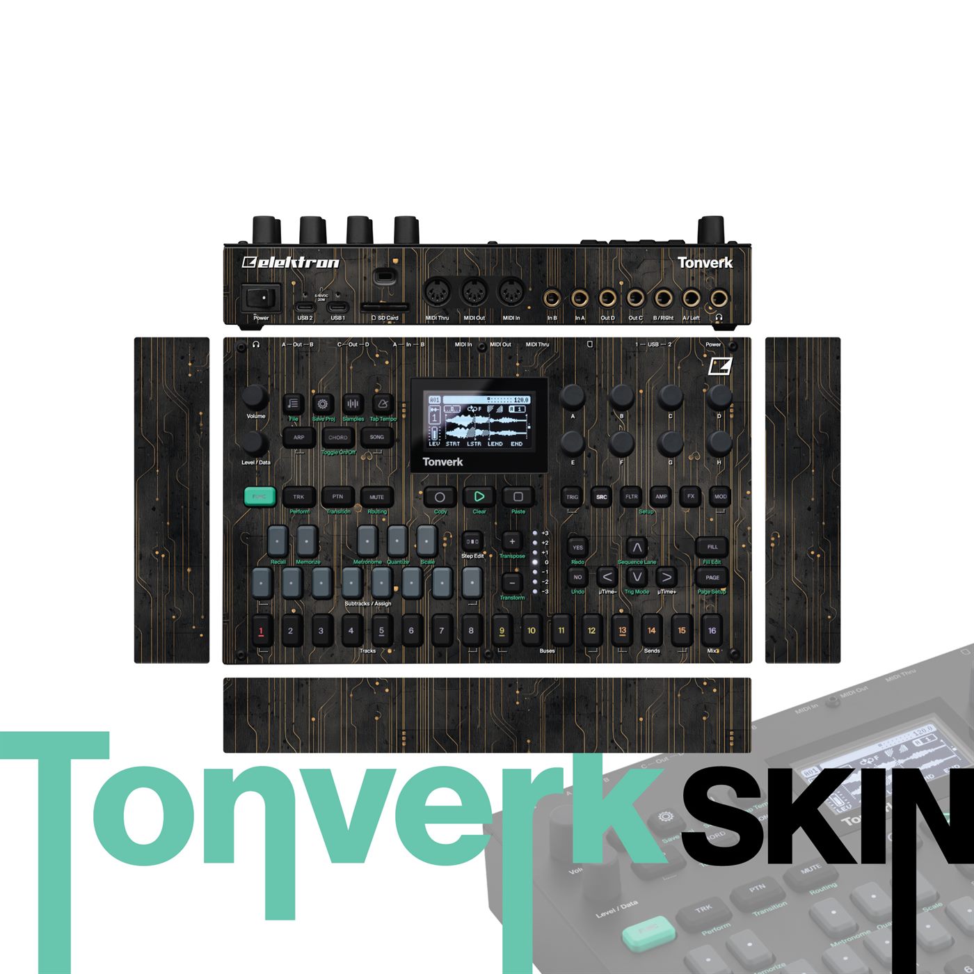 Brass Vein vinyl skin for Elektron Tonverk