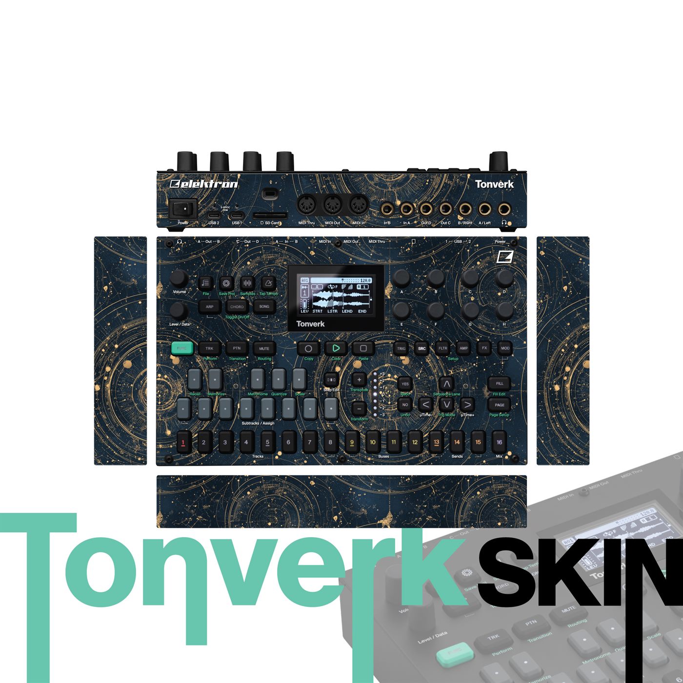 Celestial Blueprint vinyl skin for Elektron Tonverk