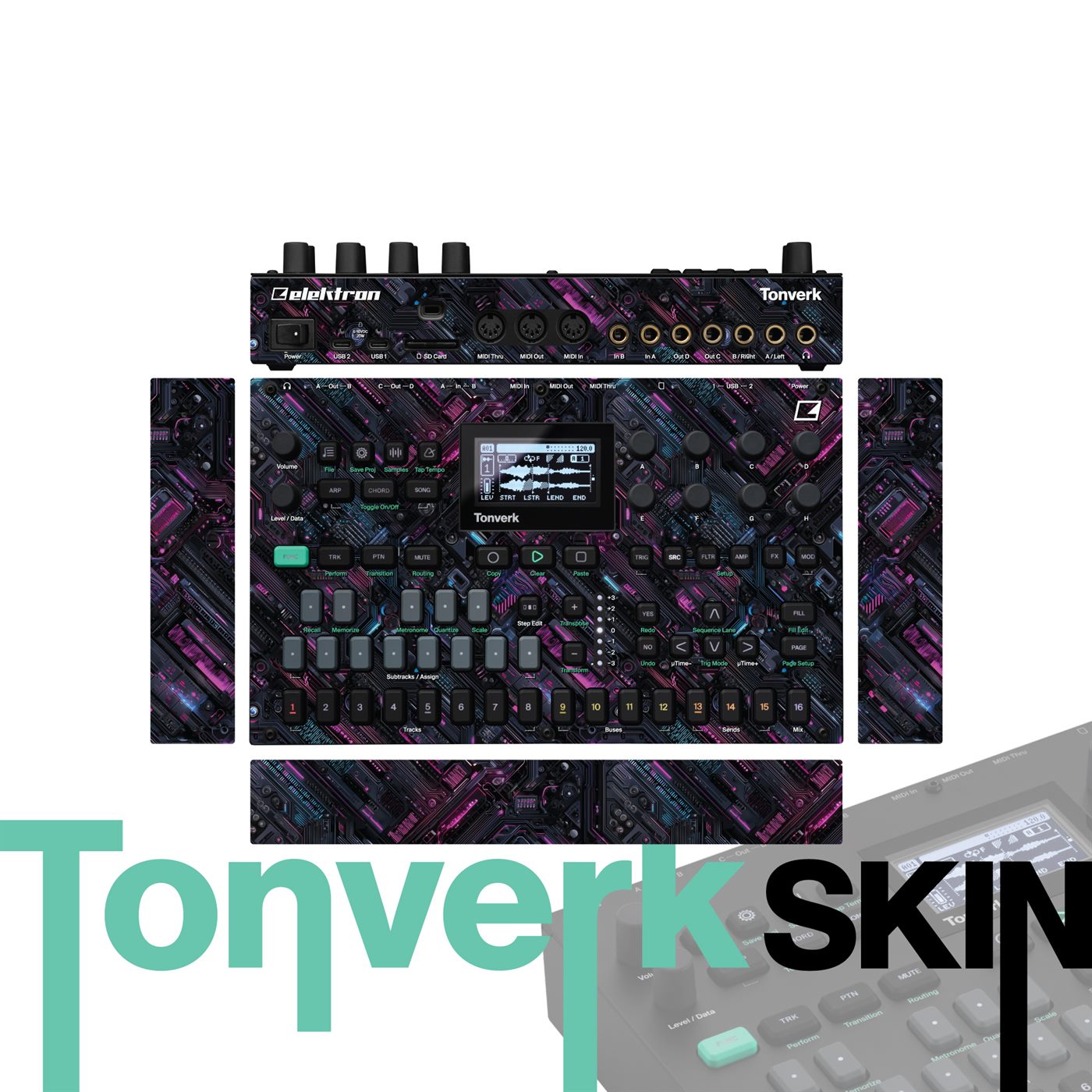 Dark Magenta Motherboard vinyl skin for Elektron Tonverk