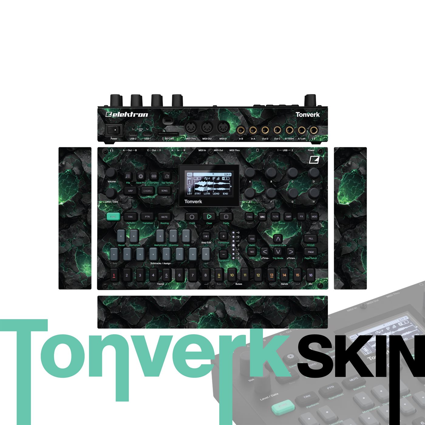 Emerald Fracture vinyl skin for Elektron Tonverk