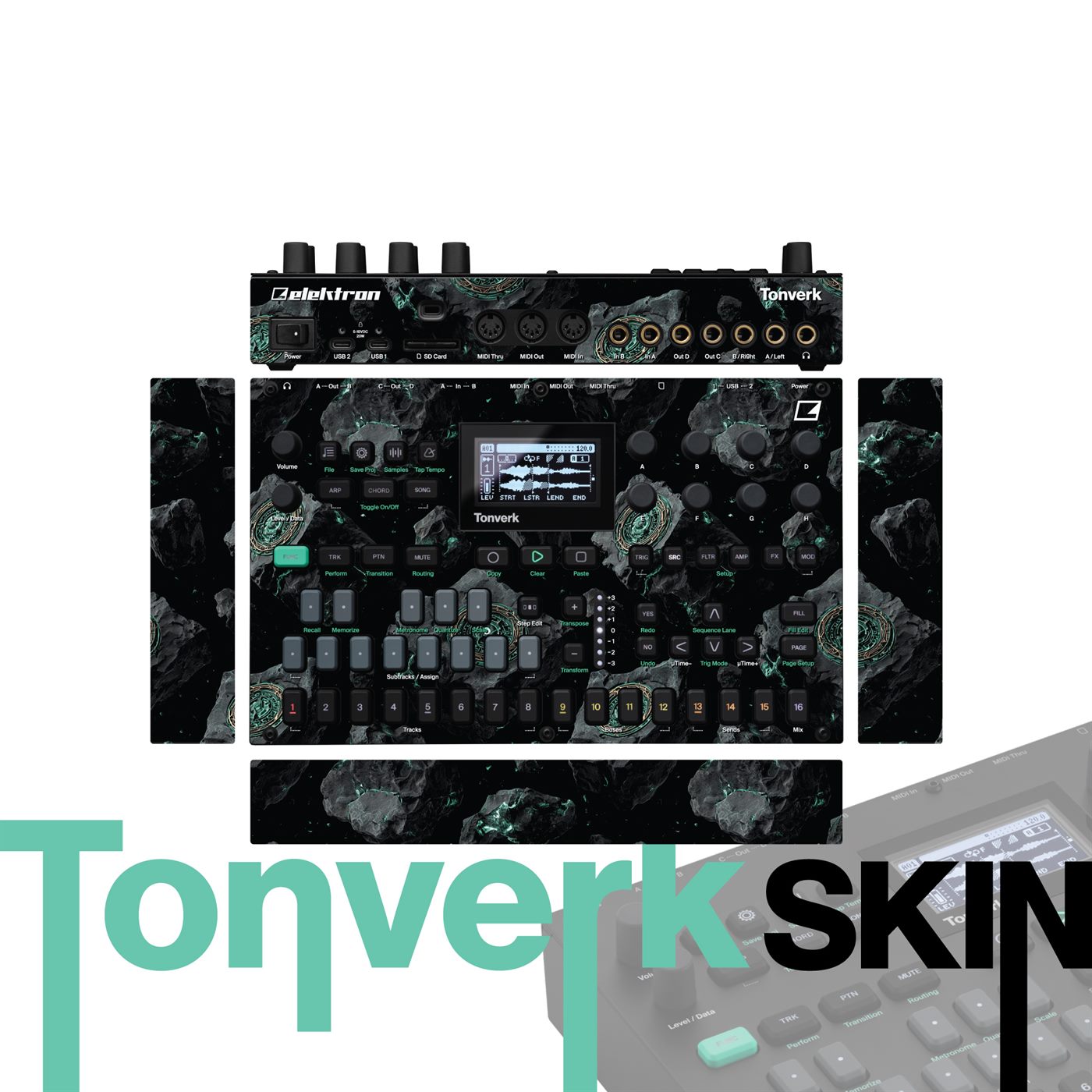 Emerald Nightfall vinyl skin for Elektron Tonverk