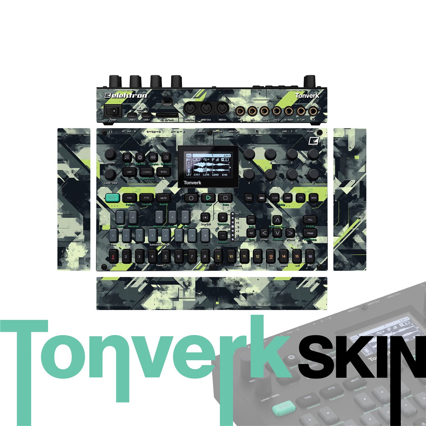 Glacier Glitch vinyl skin for Elektron Tonverk