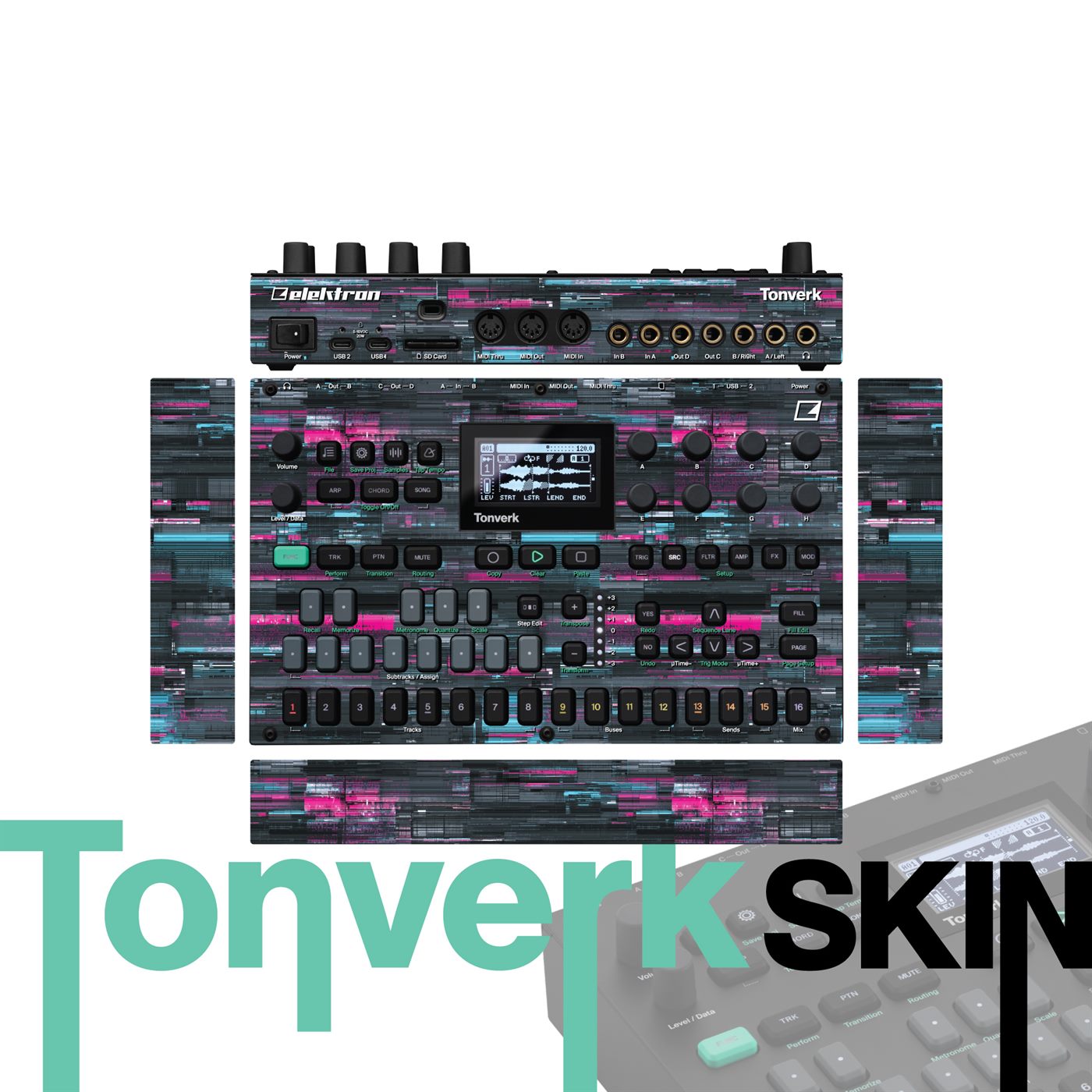 Glitchwave Bloom vinyl skin for Elektron Tonverk