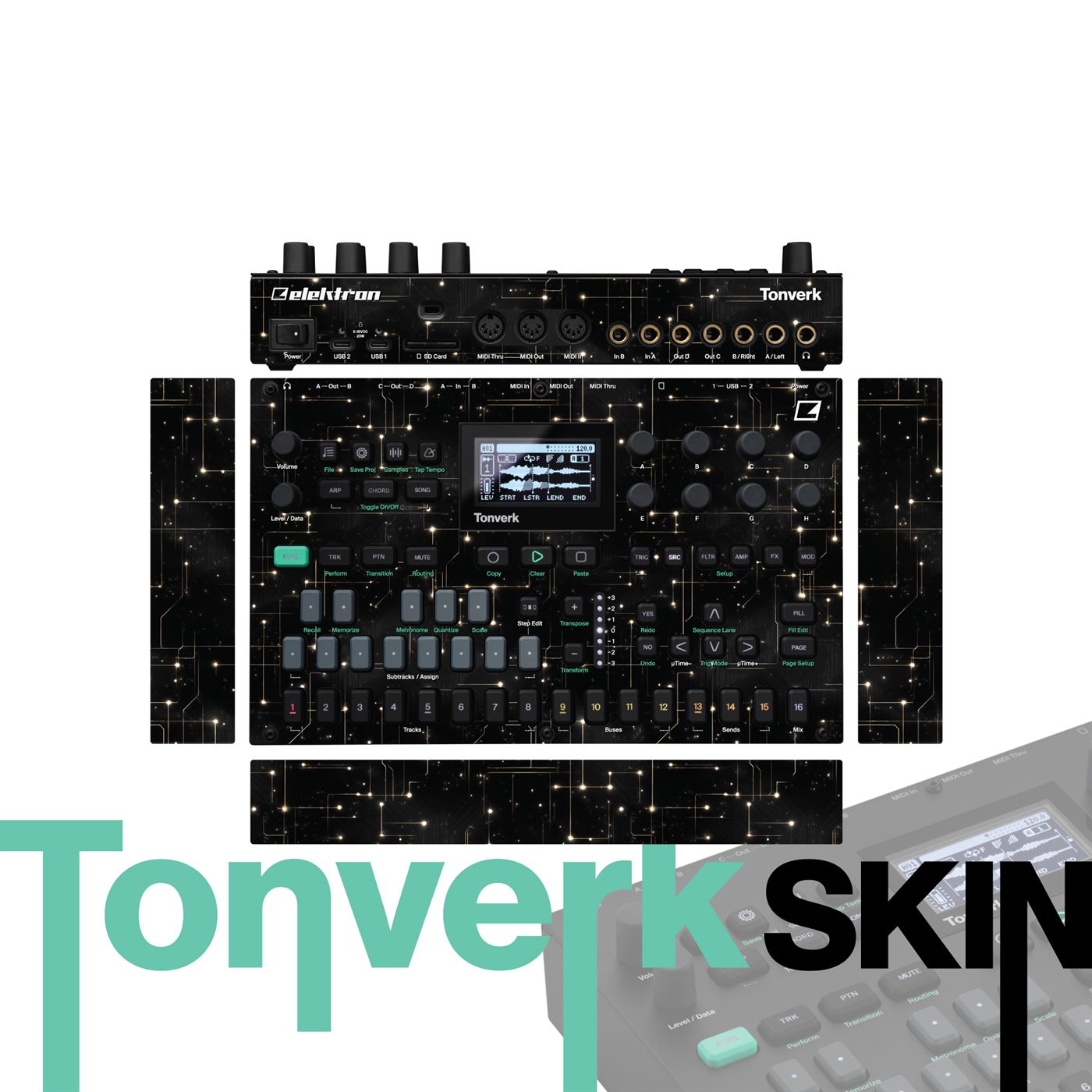 Golden Constellation Grid vinyl skin for Elektron Tonverk