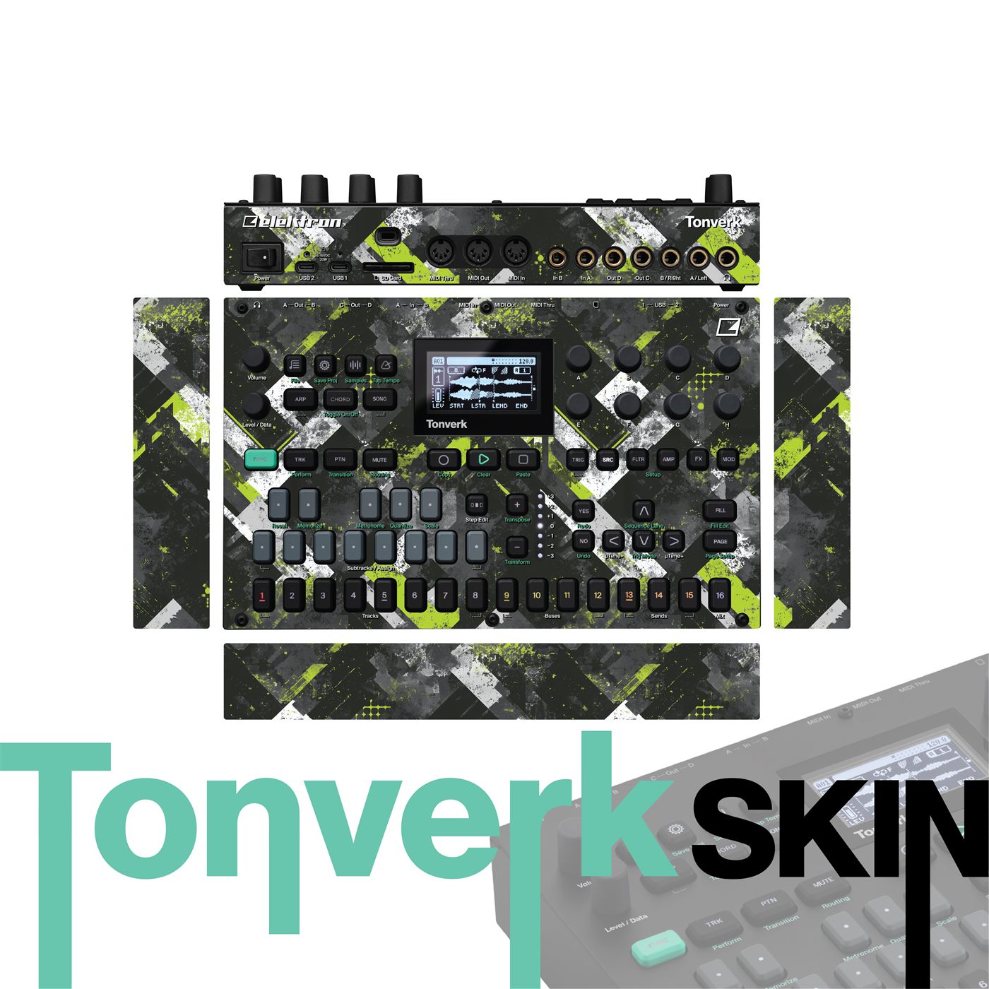 Lime Static vinyl skin for Elektron Tonverk