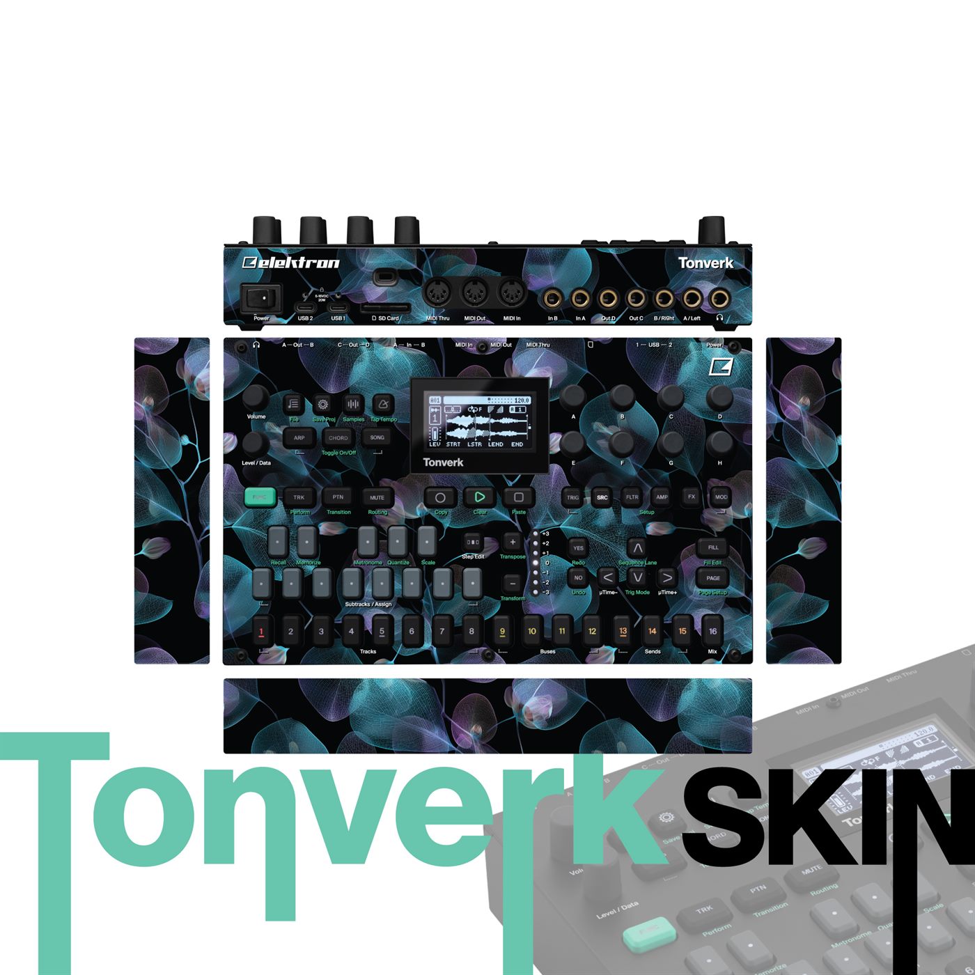 Lunar Petal Drift vinyl skin for Elektron Tonverk