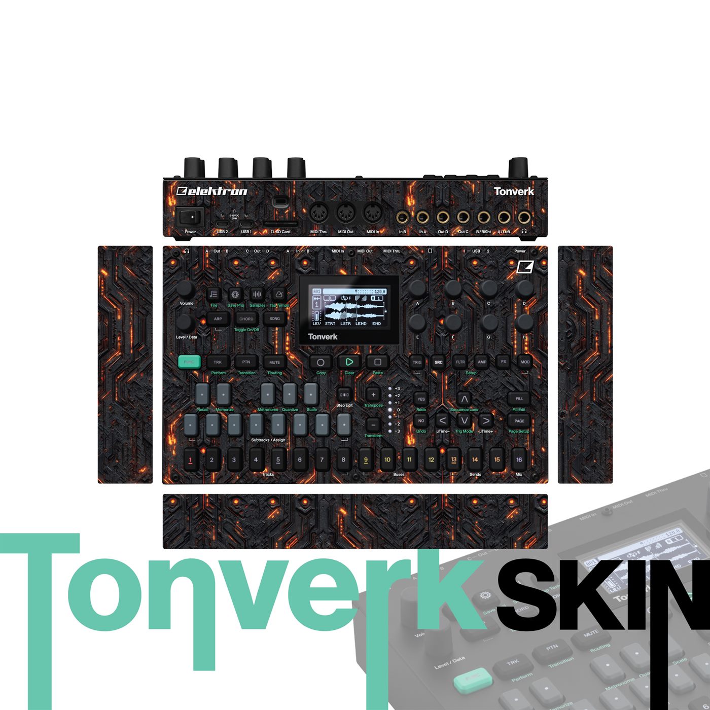 Magma Circuitry vinyl skin for Elektron Tonverk