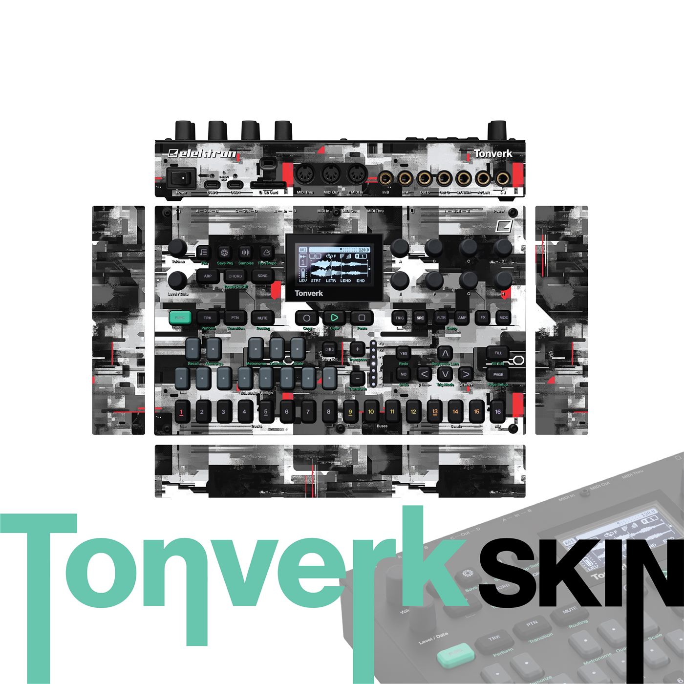 Mono Glitch vinyl skin for Elektron Tonverk
