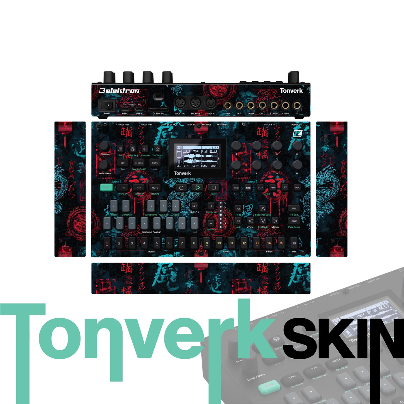 Neon Dynasty vinyl skin for Elektron Tonverk