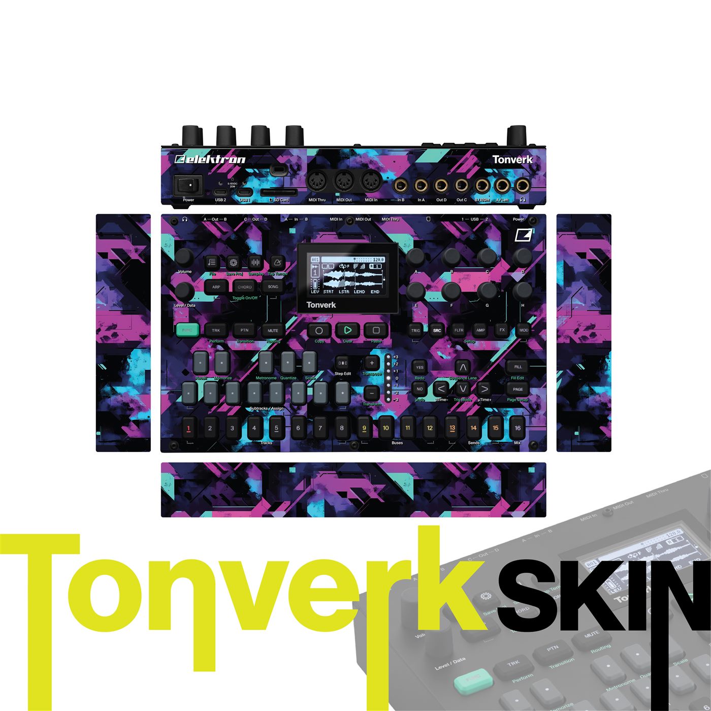 Neon Fracture vinyl skin for Elektron Tonverk